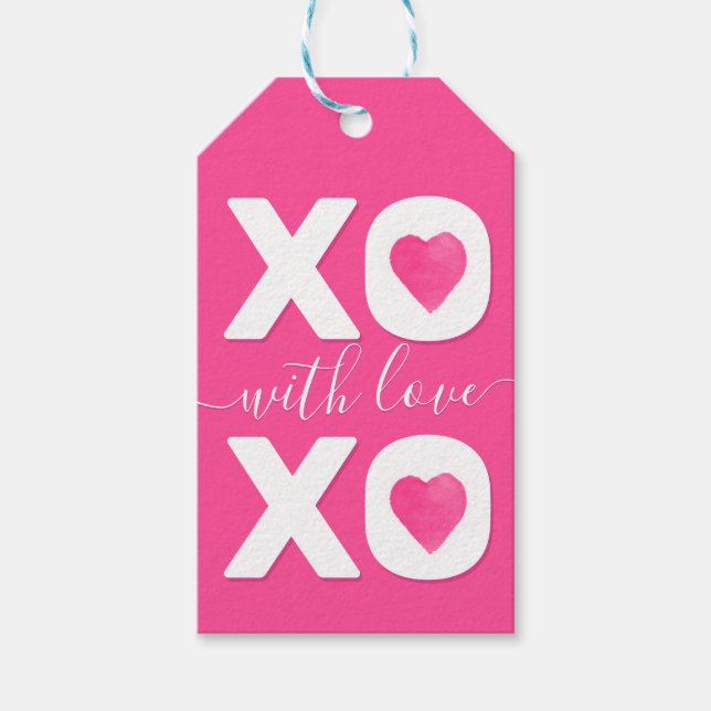 Anpassat namn för XOXO Rosa White Valentine Day Presentetikett (Framsidan)