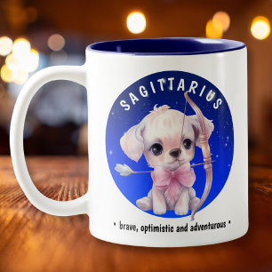 Anpassat namn för Zodiac Sagittarius Cute Watercol Två-Tonad Mugg