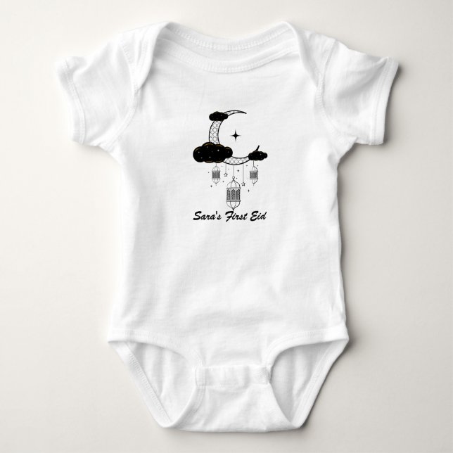 Anpassat namn Förnamn Eid Baby-dräkt - Personlig T Shirt (Framsida)