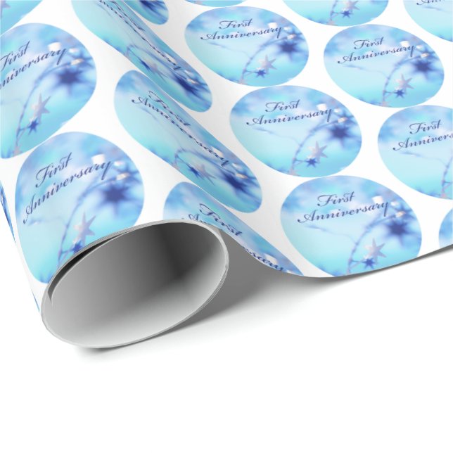 Anpassat Namn, Första Bröllopsjubileum Glitter Presentpapper (Rullad Hörn)