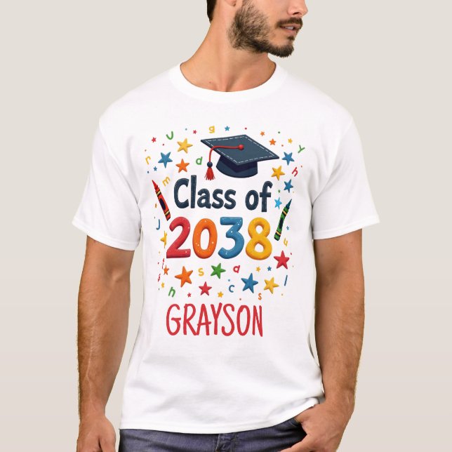 Anpassat namn Första dagen för Bild i skolan T Shirt (Framsida)
