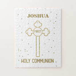 Anpassat namn, första Heligan Kommuniunion Guld Ti Pussel