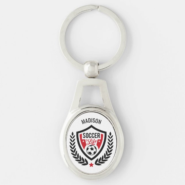 Anpassat namn Fotboll Logotyp nyckelring (Framsidan)
