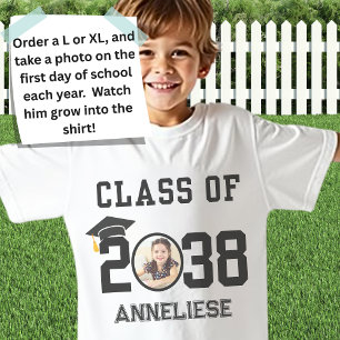 Anpassat namn, foto, handavtrycksklass 2038 t shirt