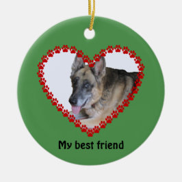 Anpassat namn, foto, hund, 2-sidig tass avtryck julgransprydnad keramik