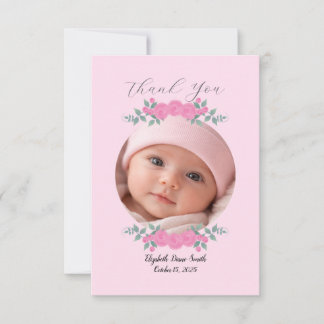 Anpassat Namn Foto, Rosa Rosor Baby Tackkort Tack Kort