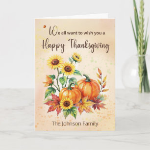 Anpassat Namn Från Alla Oss Thanksgiving Solrosor Kort