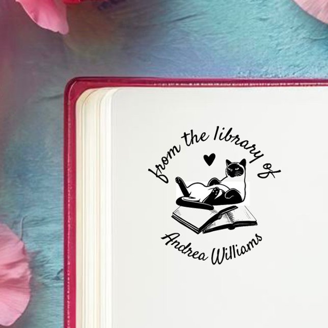 Anpassat namn från Bibliotek i modern | Funny Cat Självfärgande Stämpel (Skapare uppladdad)