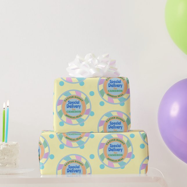 Anpassat namn från Gulten Påskhare och blått Presentpapper (Festgåvor)