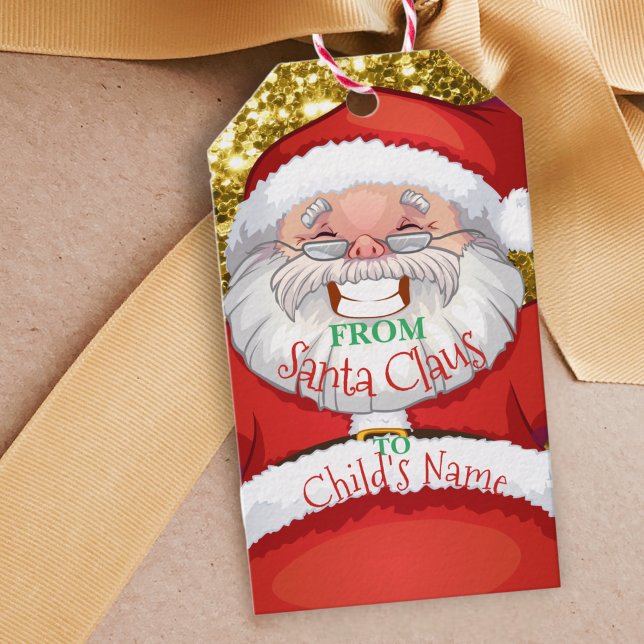 Anpassat namn från Santa Childrens Julafton Guld G Presentetikett (Skapare uppladdad)