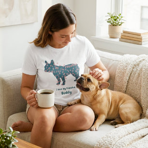 Anpassat Namn Fransk Bulldog I Love My Frenchie T Shirt