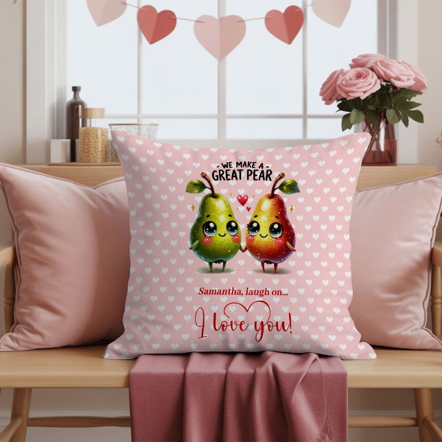Anpassat Namn Frukt Puns Gullet Valentinskudde Kudde (Custom Name Fruit Pun Cute Valentine Accent Pillow)