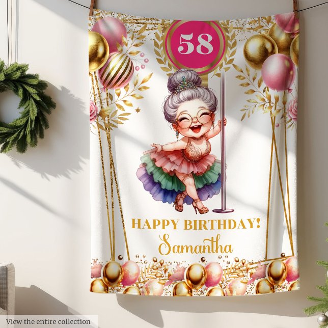 Anpassat namn Funny Grandma Gift  Guld Fleecefilt (Custom Name Funny Grandma Gift Blush Gold)