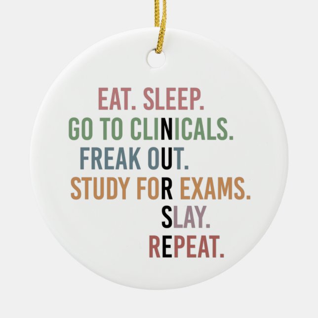 Anpassat namn Funny Nursing School student Nurse Julgransprydnad Keramik (Framsidan)