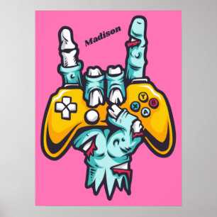 Anpassat namn Gamer Zombie Poster
