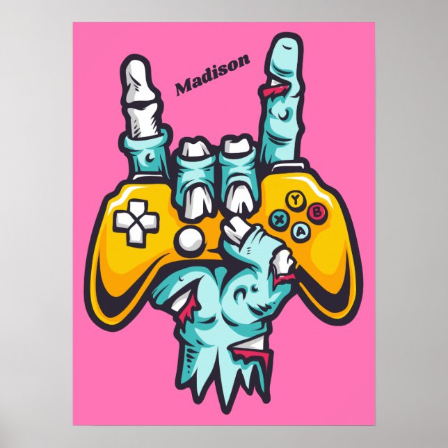 Anpassat namn Gamer Zombie Poster (Framsidan)