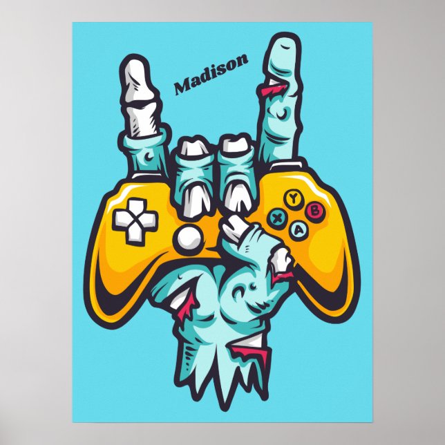 Anpassat namn Gamer Zombie Poster (Framsidan)