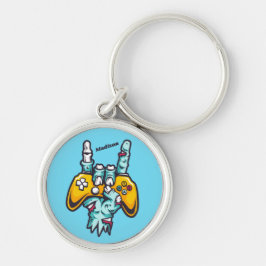 Anpassat namn Gamer Zombie Rund Silverfärgad Nyckelring