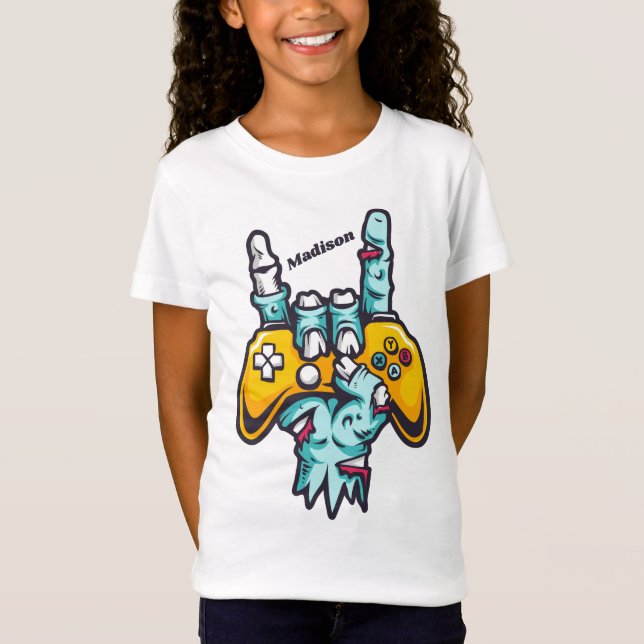 Anpassat namn Gamer Zombie-skjortor T Shirt (Framsida)