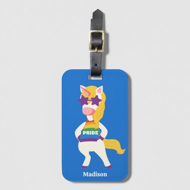 Anpassat namn Gay Unicorn Bagagebricka (Framsida vertikal)