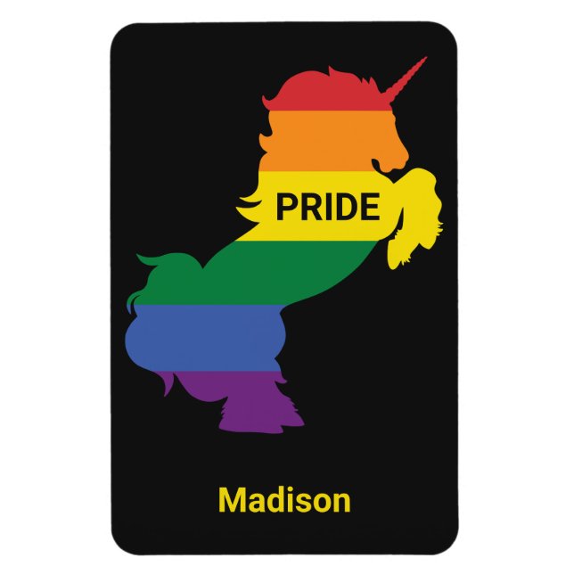 Anpassat namn Gay Unicorn Magnet (Vertikal)