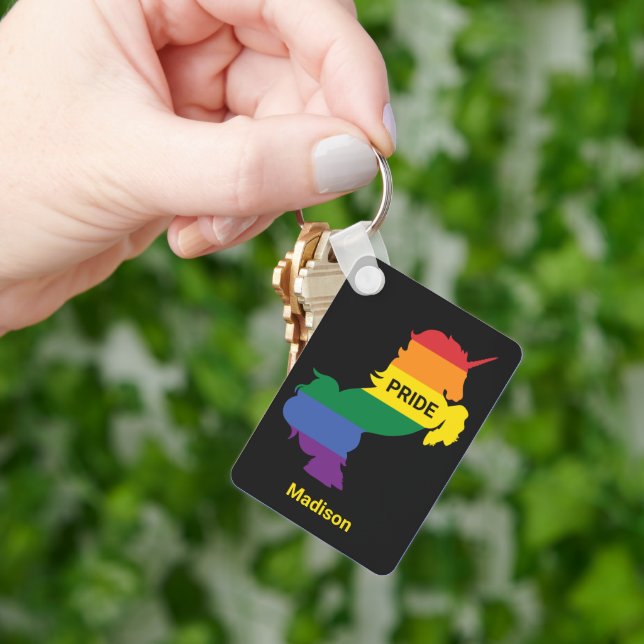 Anpassat namn Gay Unicorn Nyckelring (Hand)