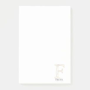 Anpassat namn Geometrisk Guld Bokstav F Monogram Post-it Block