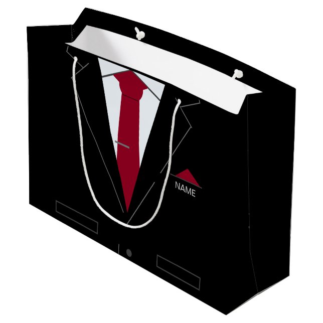 Anpassat namn Gift Bag Business Black Kostym Funny (Baksidan Vinklad)