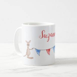 Anpassat namn Giraffe och Kangaroo Bunting Flaggor Kaffemugg