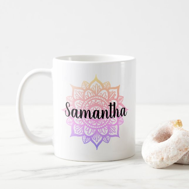 Anpassat namn Girklistrad Mandala Mugg (Med munk)