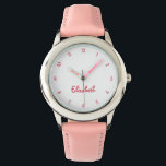Anpassat namn Girls-Chicen Girly Rosa Hearts Girly Armbandsur<br><div class="desc">Anpassningsbar, personlig, ungflickor roligt coola söt chic fodral rosa glitter band, rostfritt stål , handklocka. Skriv helt enkelt in texten i namn för att anpassa. Skapa en underbar, anpassningsbar klocka för den lila prinsessan i ditt liv - dotter, syster, systerdotter, mordotter, guddotter, styvdotter. Gör en underbar anpassningsbar till födelsedag, studenten,...</div>