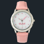 Anpassat namn Girls-Chicen Girly Rosa Hearts Girly Armbandsur<br><div class="desc">Anpassningsbar, personlig, ungflickor roligt coola söt chic fodral rosa glitter band, rostfritt stål , handklocka. Skriv helt enkelt in texten i namn för att anpassa. Skapa en underbar, anpassningsbar klocka för den lila prinsessan i ditt liv - dotter, syster, systerdotter, mordotter, guddotter, styvdotter. Gör en underbar anpassningsbar till födelsedag, studenten,...</div>