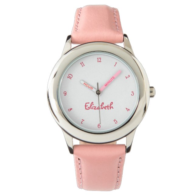 Anpassat namn Girls-Chicen Girly Rosa Hearts Girly Armbandsur (Framsida)
