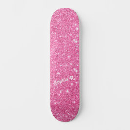 Anpassat namn Girly Faux Rosa Glitter Mini Skateboard Bräda 18,5 Cm