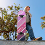 Anpassat namn Girly Rosa Lila Rand Mini Skateboard Bräda 18,5 Cm<br><div class="desc">Skateboard med det anpassade namnet Girly Rosa Lila Rand har din personlig namn i modern vit typografi på rosa och lila rand. Anpassa genom att redigera texten i textrutan. Ge en anpassningsbar gjorde en gåva, skateboard-personlig till din favoritskateboarder för jul, födelsedag eller till din BFF. Designad av ©Evco Studio www.zazzle.com/store/evcostudio...</div>