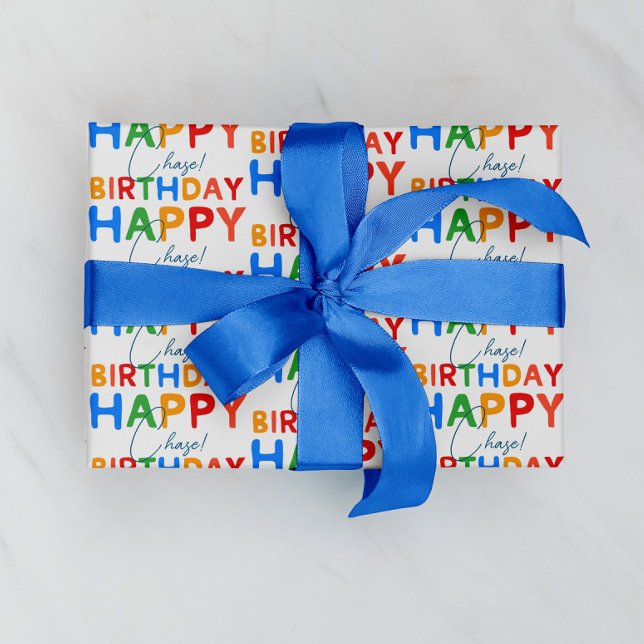 Anpassat Namn Glad Födelsedag Pojke Presentpapper (custom name wrapping paper)