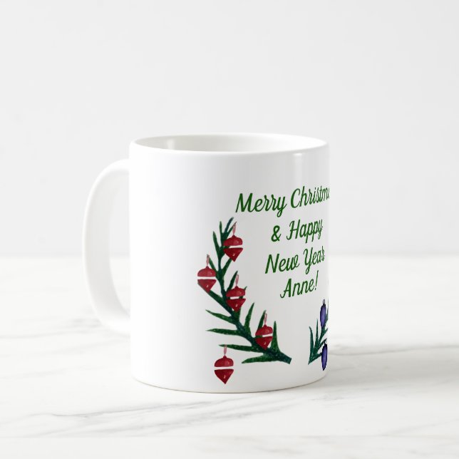 Anpassat namn God jul & Gott nytt år Kaffemugg (Framsida vänster)