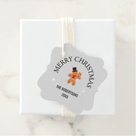Anpassat namn God jul pepparkaksgubbe grått Gåvor Etiketter