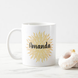 Anpassat namn Golden Sol Mandala Mugg