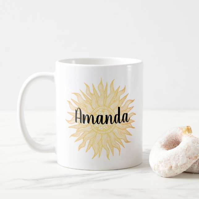 Anpassat namn Golden Sol Mandala Mugg (Med munk)