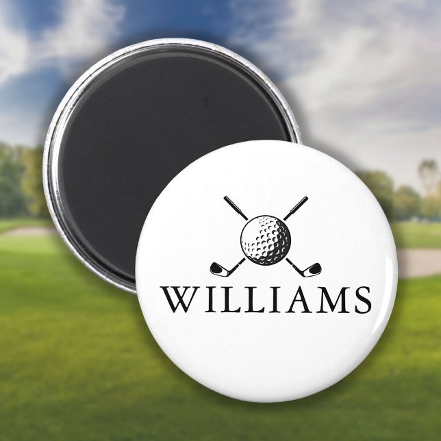 Anpassat namn Golf Boll och Klubbar Magnet (Custom Name Golf Ball And Clubs Magnet)