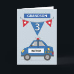Anpassat namn Grandson 3rd Birthday Blue Police Ca Kort<br><div class="desc">Gången han får se det här kortet, han kommer definitivt att bli glad, och gång han öppnar det, han kommer definitivt att bli vaken av roligten hälsning som det här kortet ger honom. Innan vi glömmer kan du personifiera dina barnsöner namn på framsidan. Skicka honom 3:e födelsedag hälsning med det...</div>