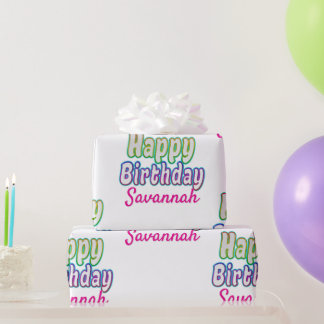 Anpassat Namn Grattis på födelsedagen Färgglatt Presentpapper