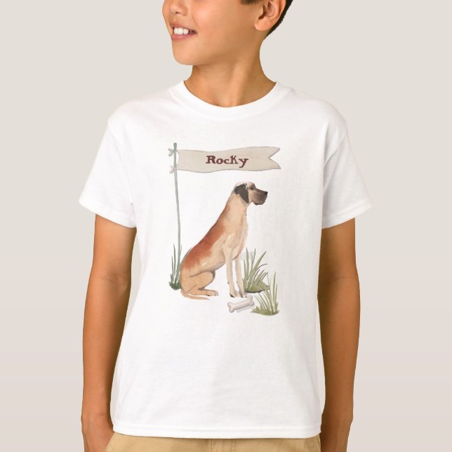 Anpassat namn Great dane Pet Hund T Shirt (Framsida)