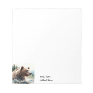 Anpassat namn Grizzly Bear Animal Wildlife Natatur Anteckningsblock