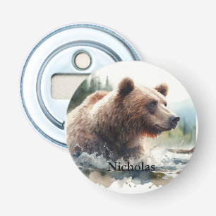 Anpassat namn Grizzly Bear Wildlife Natature Art Flasköppnare