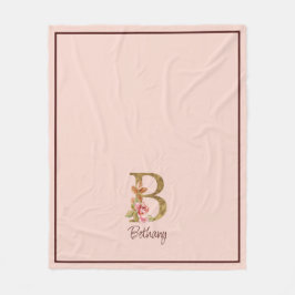 Anpassat Namn Guld Folie Rosenskär Rosa Rosor Boks Fleecefilt