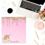 Anpassat namn Guld Glitter-drivrutiner Blommigt Un Anteckningsblock<br><div class="desc">Anteckningsblocket Unicorn för Blommigt Unicorn med det anpassade namnet Guld Glitter</div>