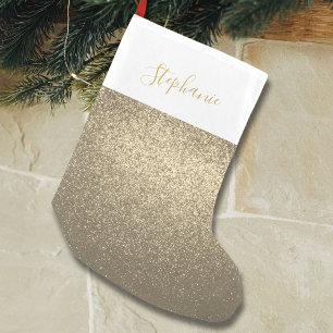 Anpassat namn Guld Glitter - liten julklapp Julstrumpa