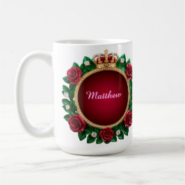 👑 Anpassat namn Guld Krona Rosor Elegant Lyx 💖 Kaffemugg
